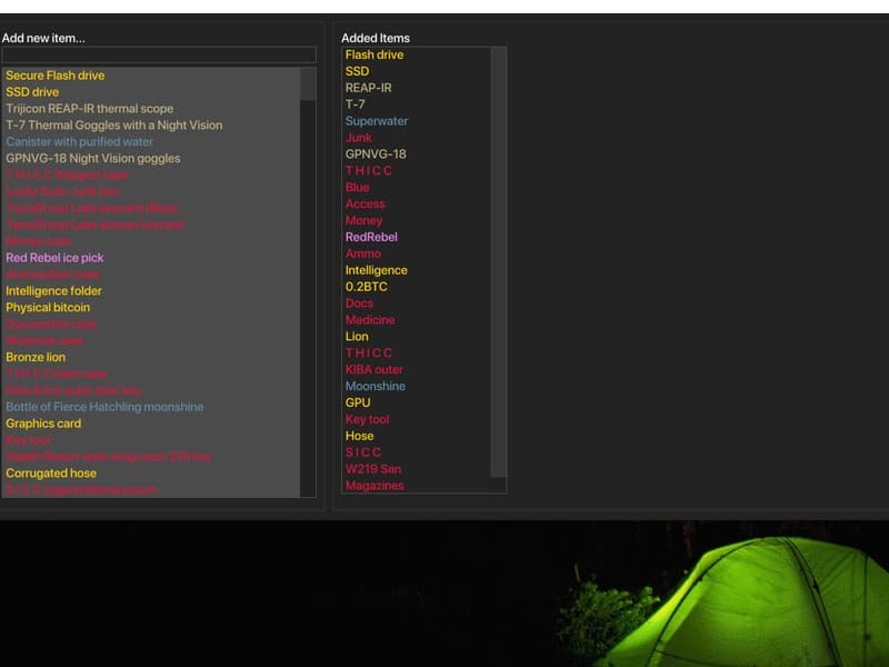 Active Matter cheat gameplay screenshot 1 — ESP overlay showing players and loot