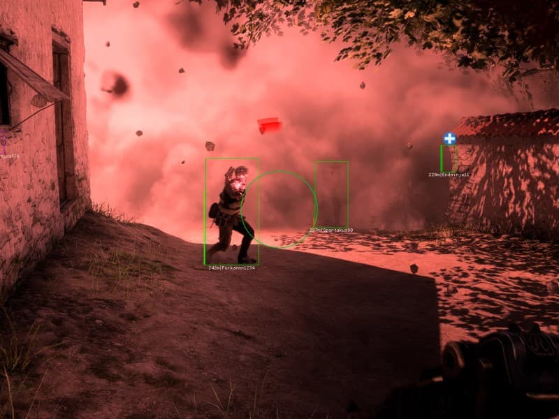 Battlefield 1 cheat gameplay screenshot 1 — ESP overlay showing players and loot
