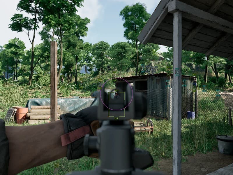Gray Zone Warfare cheat gameplay screenshot 1 — ESP overlay showing players and loot