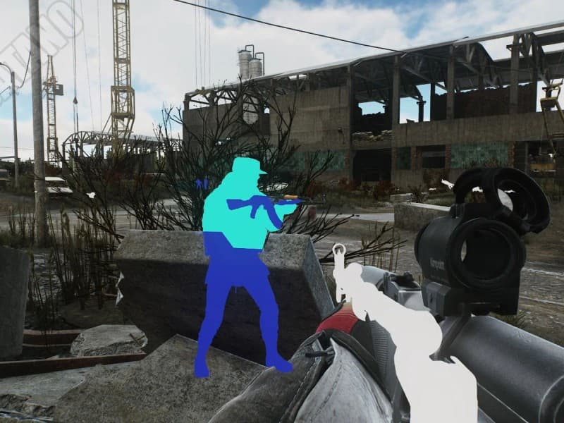 Escape From Tarkov cheat gameplay screenshot 1 — ESP overlay showing players and loot